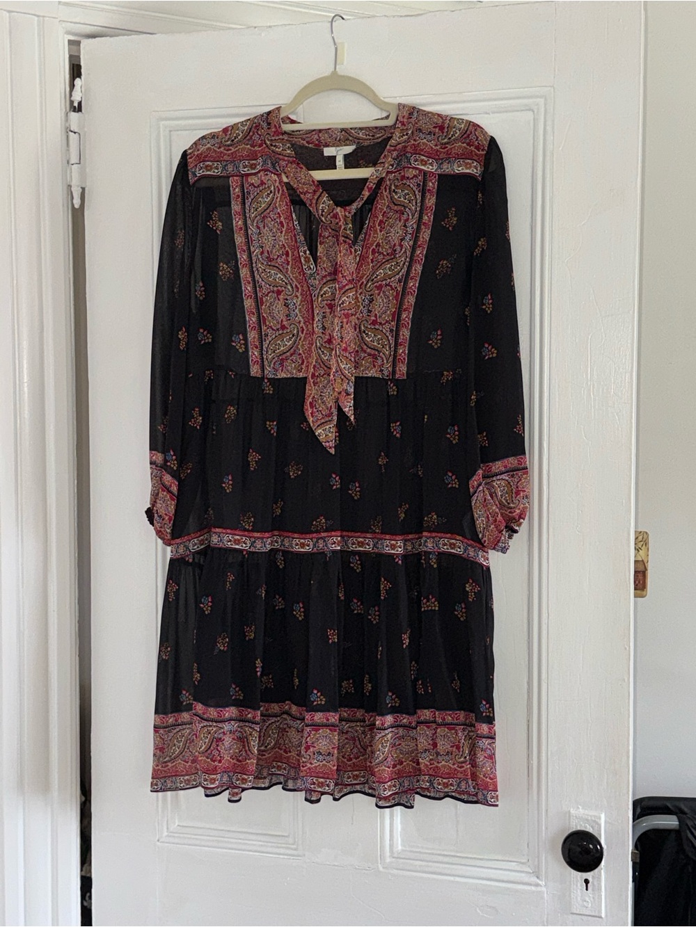 Milly of New York Black Dress with Pink Paisley Trim